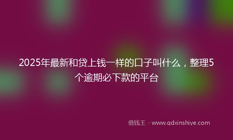 2025年最新和贷上钱一样的口子叫什么，整理5个逾期必下款的平台