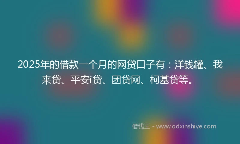 2025年的借款一个月的网贷口子有：洋钱罐、我来贷、平安i贷、团贷网、柯基贷等。
