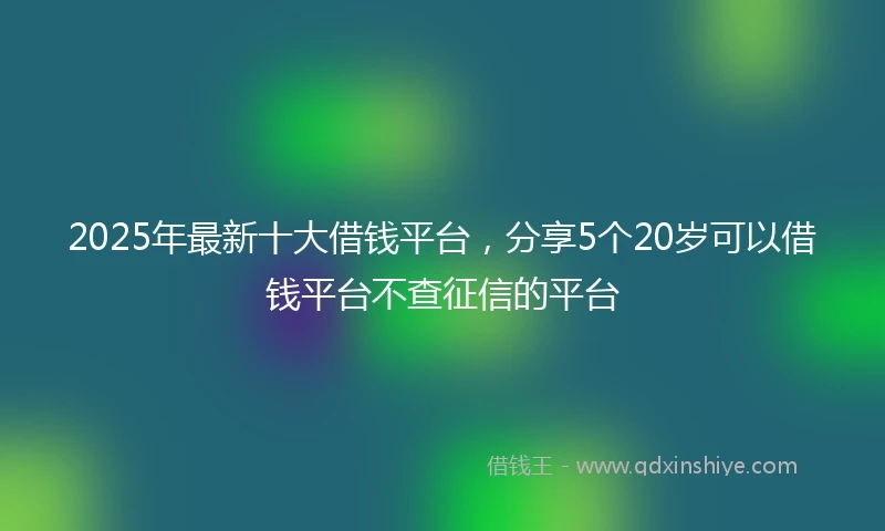 2025年最新十大借钱平台，分享5个20岁可以借钱平台不查征信的平台