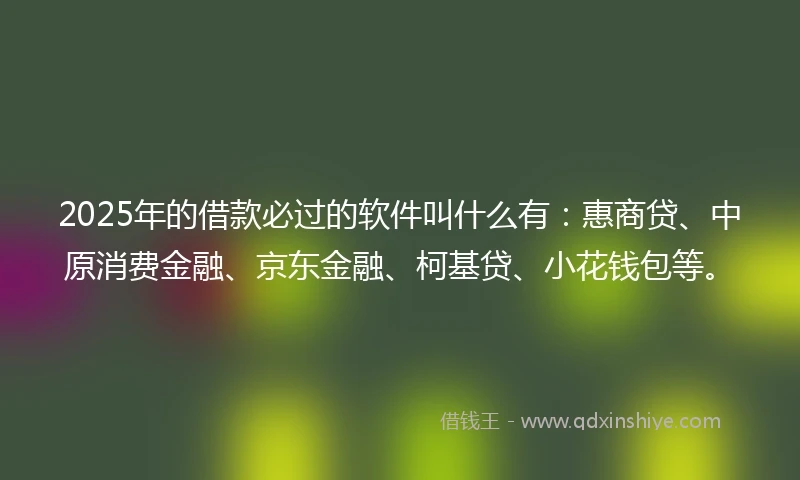 2025年的借款必过的软件叫什么有：惠商贷、中原消费金融、京东金融、柯基贷、小花钱包等。