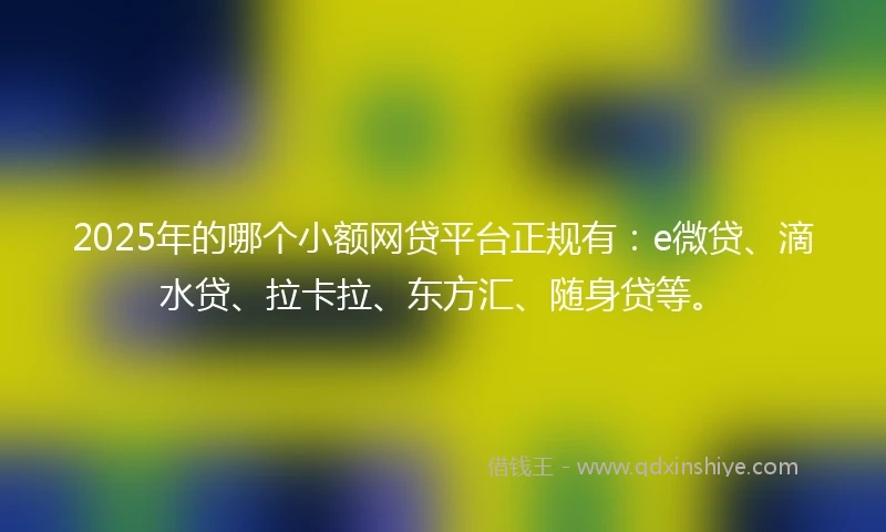 2025年的哪个小额网贷平台正规有：e微贷、滴水贷、拉卡拉、东方汇、随身贷等。