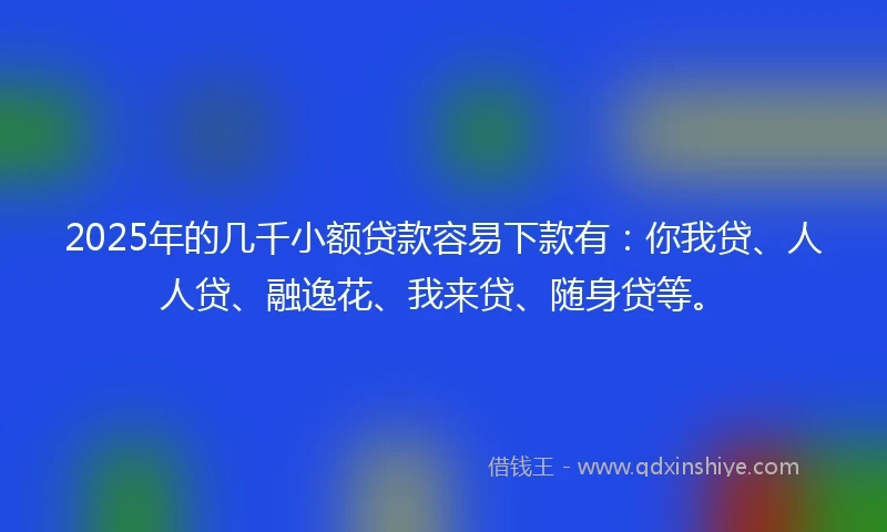 2025年的几千小额贷款容易下款有：你我贷、人人贷、融逸花、我来贷、随身贷等。