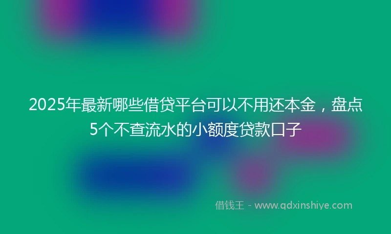 2025年最新哪些借贷平台可以不用还本金，盘点5个不查流水的小额度贷款口子
