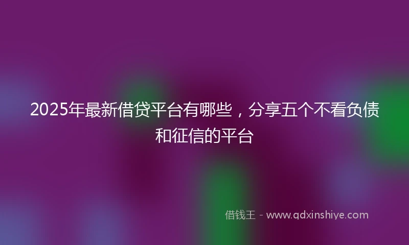 2025年最新借贷平台有哪些，分享五个不看负债和征信的平台