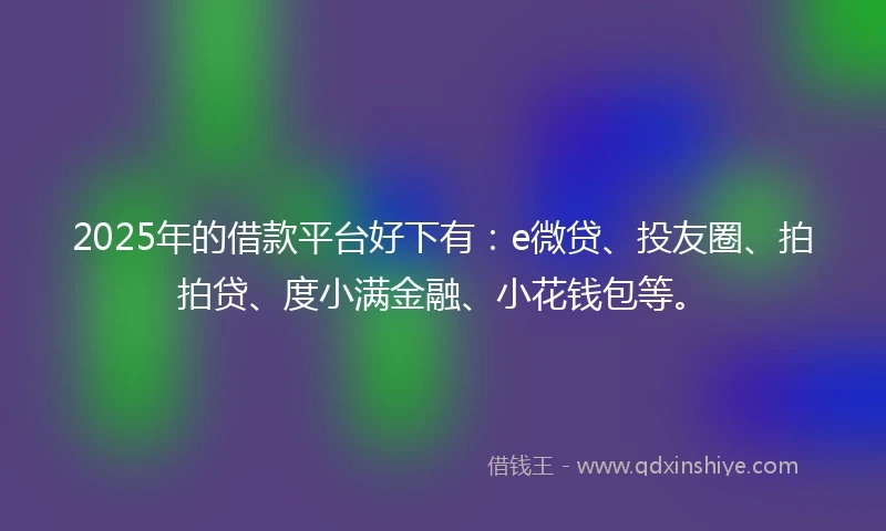 2025年的借款平台好下有：e微贷、投友圈、拍拍贷、度小满金融、小花钱包等。