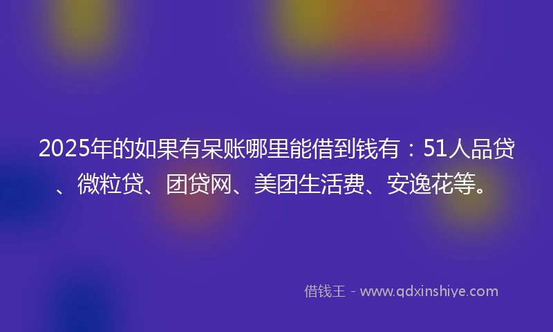 2025年的如果有呆账哪里能借到钱有：51人品贷、微粒贷、团贷网、美团生活费、安逸花等。