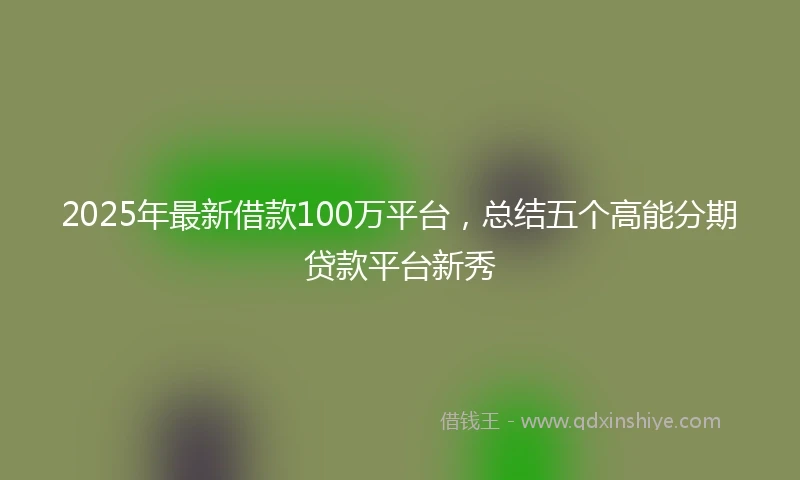 2025年最新借款100万平台，总结五个高能分期贷款平台新秀