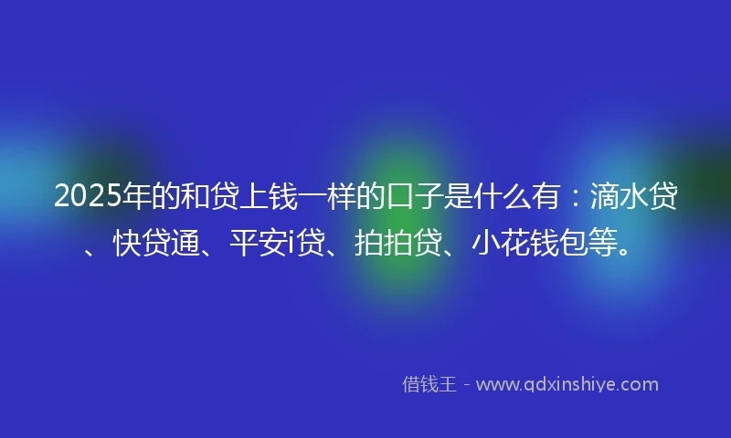 2025年的和贷上钱一样的口子是什么有：滴水贷、快贷通、平安i贷、拍拍贷、小花钱包等。