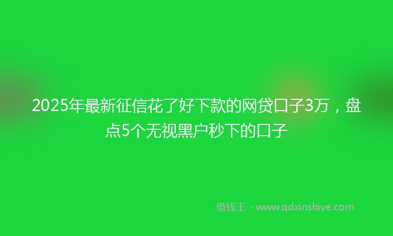 2025年最新征信花了好下款的网贷口子3万，盘点5个无视黑户秒下的口子