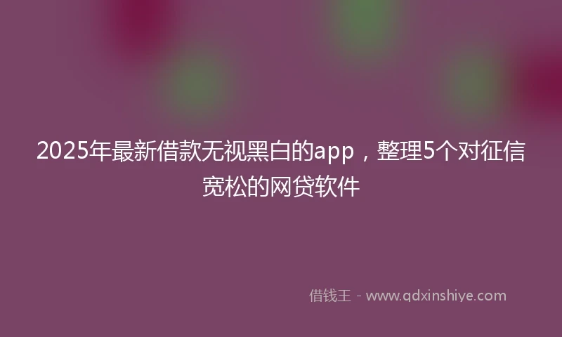 2025年最新借款无视黑白的app，整理5个对征信宽松的网贷软件
