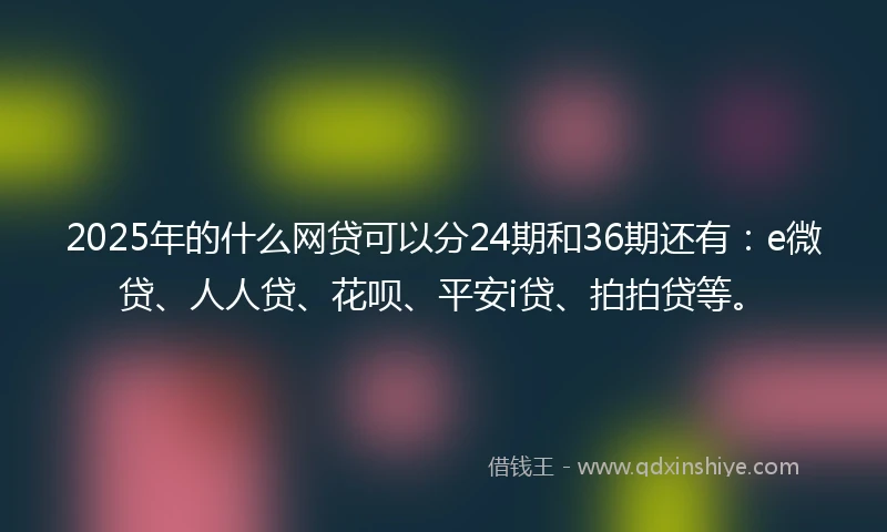 2025年的什么网贷可以分24期和36期还有：e微贷、人人贷、花呗、平安i贷、拍拍贷等。