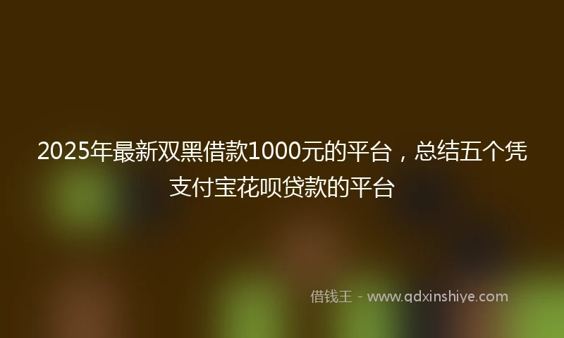 2025年最新双黑借款1000元的平台，总结五个凭支付宝花呗贷款的平台