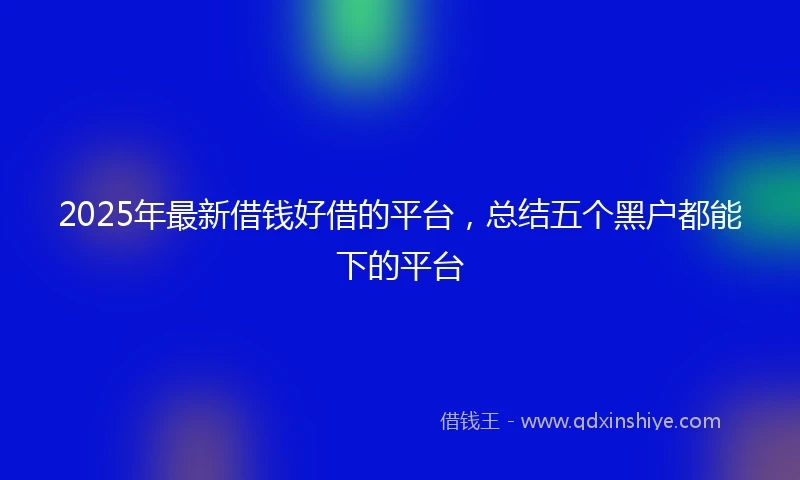 2025年最新借钱好借的平台，总结五个黑户都能下的平台