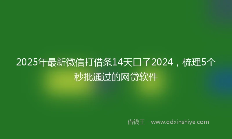 2025年最新微信打借条14天口子2024，梳理5个秒批通过的网贷软件