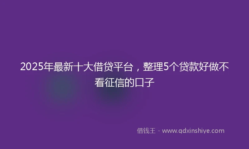 2025年最新十大借贷平台，整理5个贷款好做不看征信的口子