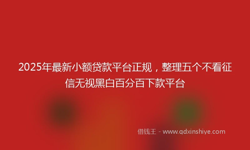 2025年最新小额贷款平台正规，整理五个不看征信无视黑白百分百下款平台