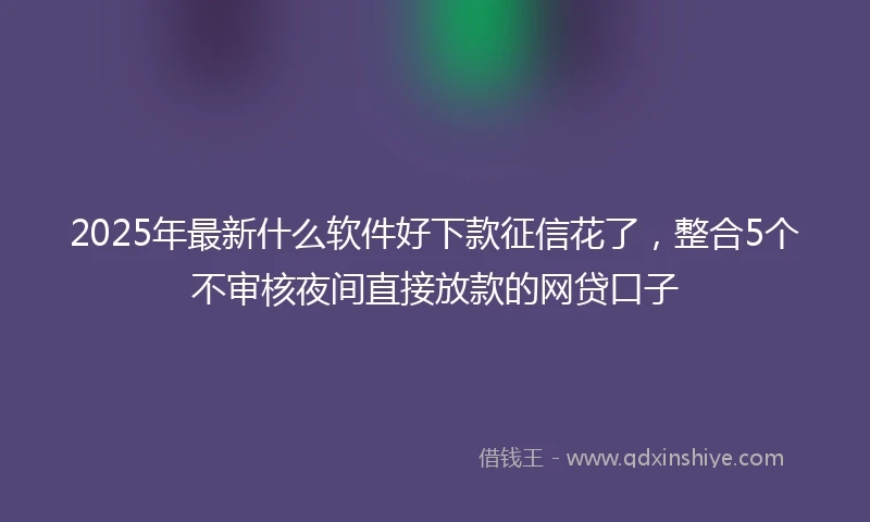 2025年最新什么软件好下款征信花了，整合5个不审核夜间直接放款的网贷口子