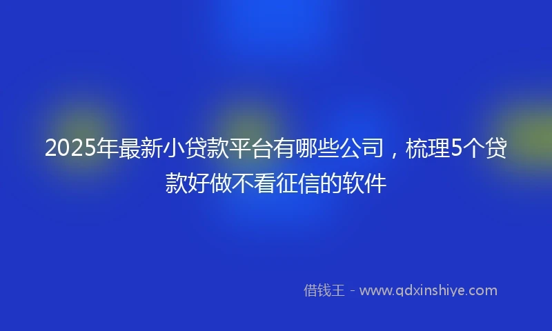 2025年最新小贷款平台有哪些公司，梳理5个贷款好做不看征信的软件