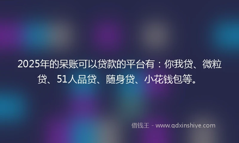 2025年的呆账可以贷款的平台有：你我贷、微粒贷、51人品贷、随身贷、小花钱包等。