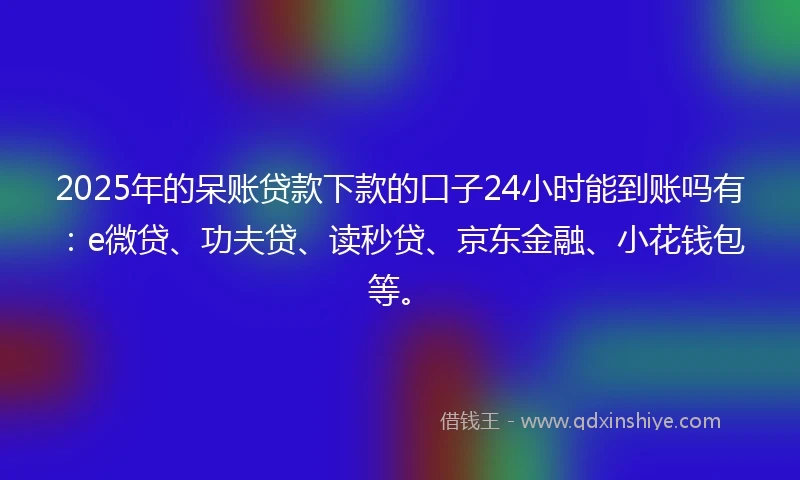 2025年的呆账贷款下款的口子24小时能到账吗有：e微贷、功夫贷、读秒贷、京东金融、小花钱包等。