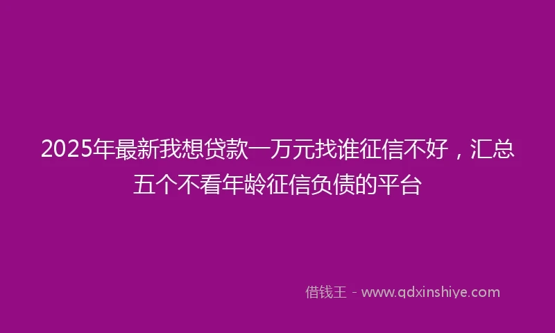 2025年最新我想贷款一万元找谁征信不好，汇总五个不看年龄征信负债的平台