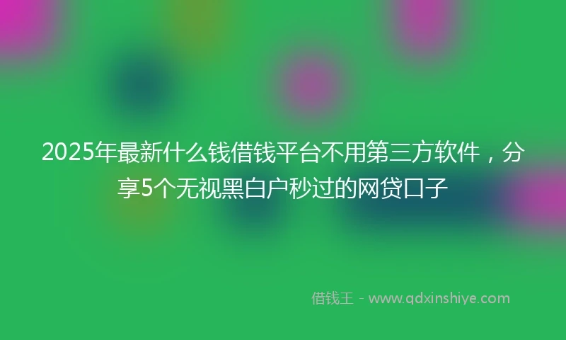2025年最新什么钱借钱平台不用第三方软件，分享5个无视黑白户秒过的网贷口子