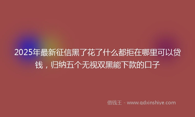 2025年最新征信黑了花了什么都拒在哪里可以贷钱，归纳五个无视双黑能下款的口子