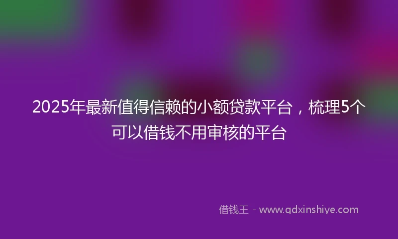 2025年最新值得信赖的小额贷款平台，梳理5个可以借钱不用审核的平台