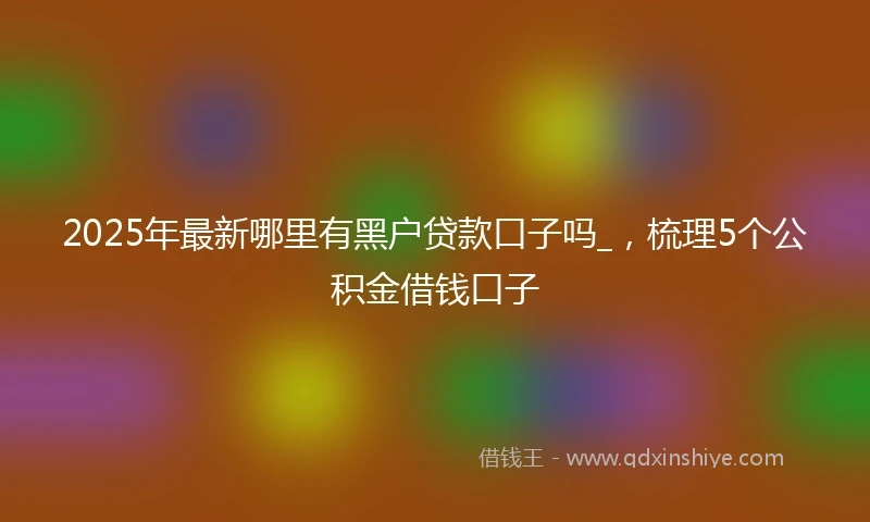 2025年最新哪里有黑户贷款口子吗_，梳理5个公积金借钱口子