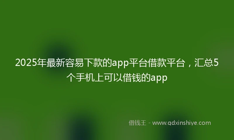 2025年最新容易下款的app平台借款平台，汇总5个手机上可以借钱的app