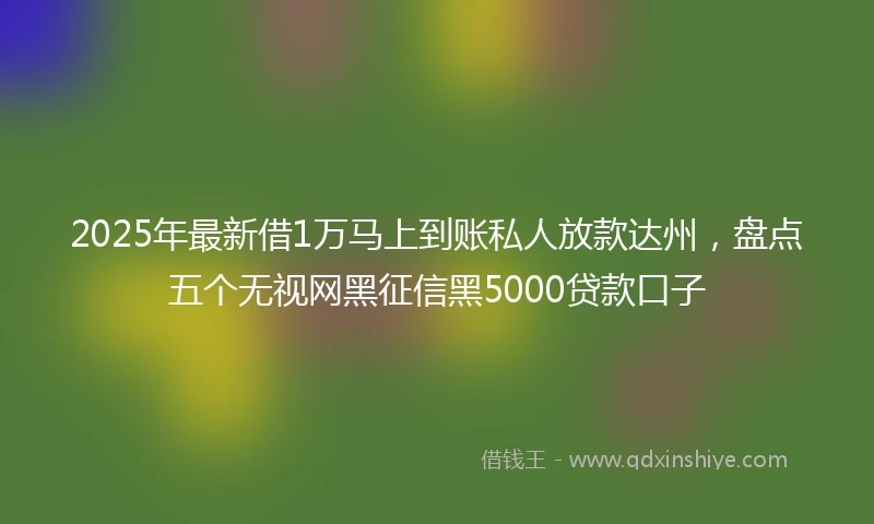 2025年最新借1万马上到账私人放款达州，盘点五个无视网黑征信黑5000贷款口子