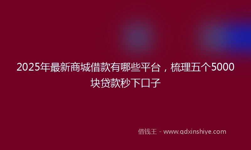 2025年最新商城借款有哪些平台，梳理五个5000块贷款秒下口子