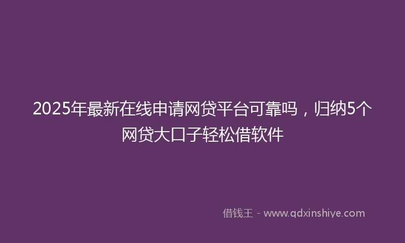 2025年最新在线申请网贷平台可靠吗，归纳5个网贷大口子轻松借软件