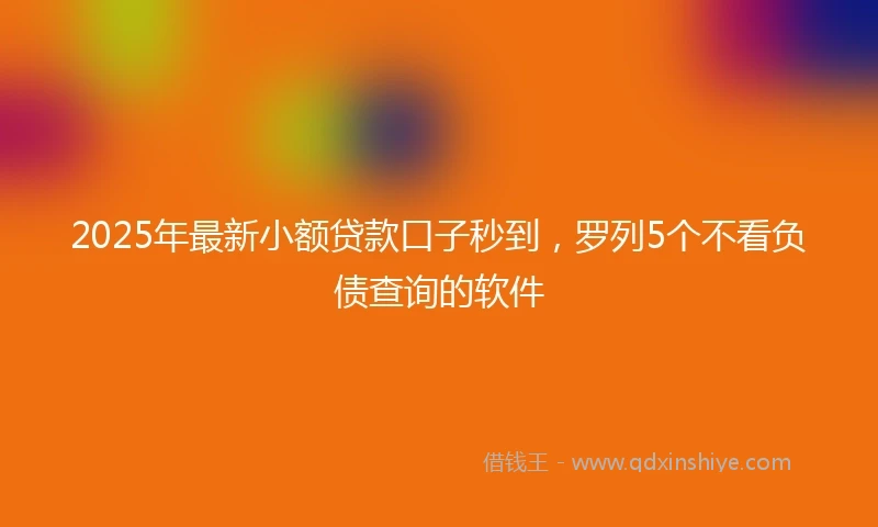 2025年最新小额贷款口子秒到，罗列5个不看负债查询的软件
