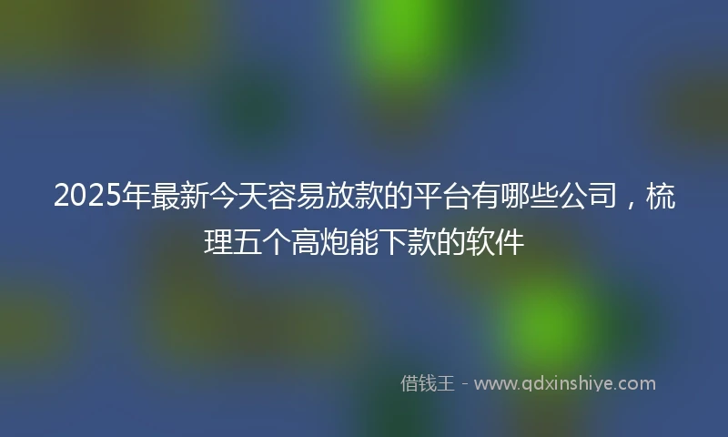 2025年最新今天容易放款的平台有哪些公司，梳理五个高炮能下款的软件