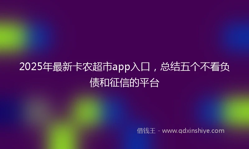 2025年最新卡农超市app入口，总结五个不看负债和征信的平台