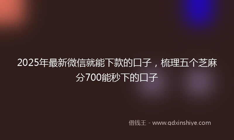 2025年最新微信就能下款的口子，梳理五个芝麻分700能秒下的口子