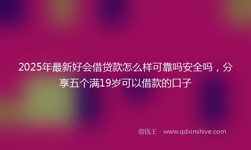 2025年最新好会借贷款怎么样可靠吗安全吗，分享五个满19岁可以借款的口子