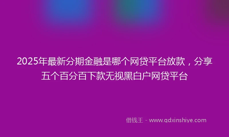 2025年最新分期金融是哪个网贷平台放款，分享五个百分百下款无视黑白户网贷平台