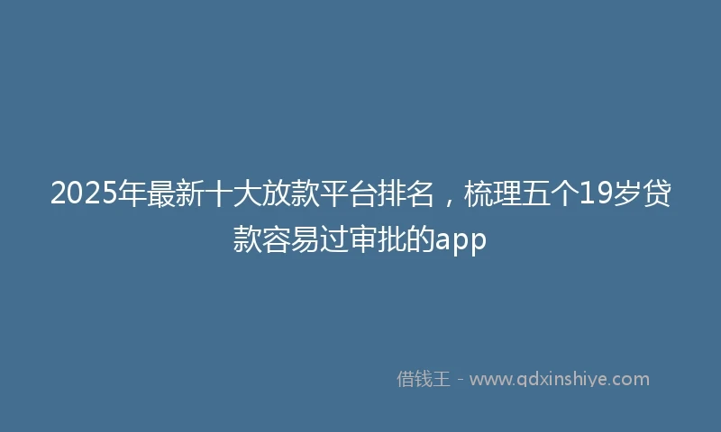 2025年最新十大放款平台排名，梳理五个19岁贷款容易过审批的app