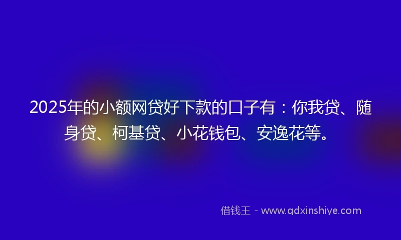 2025年的小额网贷好下款的口子有：你我贷、随身贷、柯基贷、小花钱包、安逸花等。