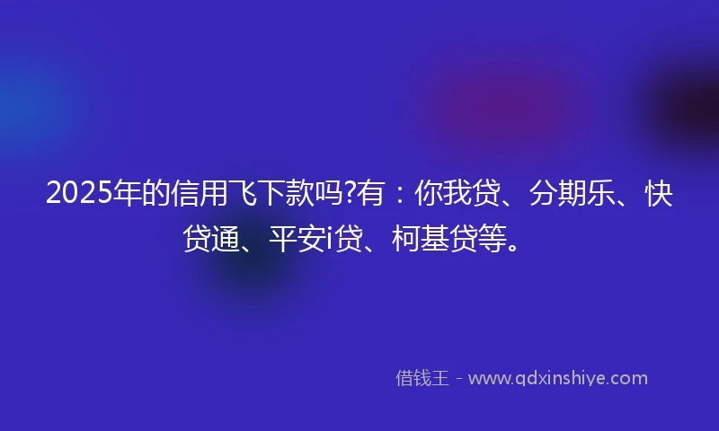 2025年的信用飞下款吗?有：你我贷、分期乐、快贷通、平安i贷、柯基贷等。