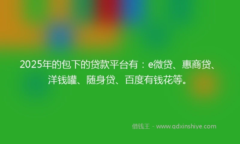 2025年的包下的贷款平台有：e微贷、惠商贷、洋钱罐、随身贷、百度有钱花等。