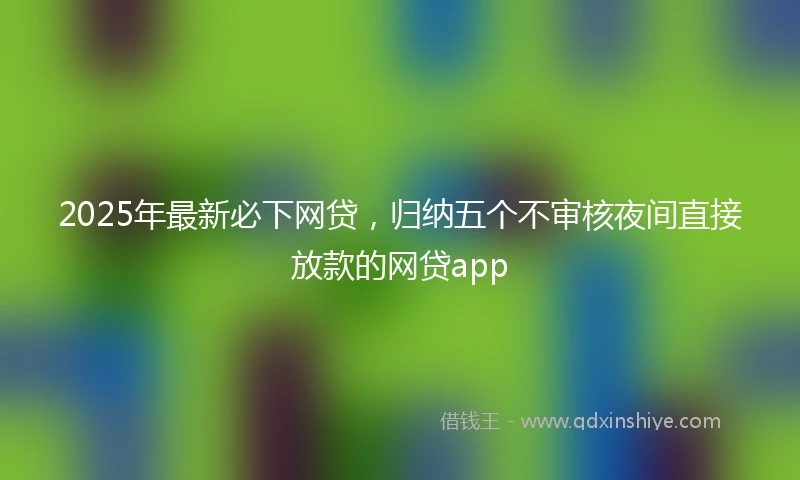 2025年最新必下网贷，归纳五个不审核夜间直接放款的网贷app