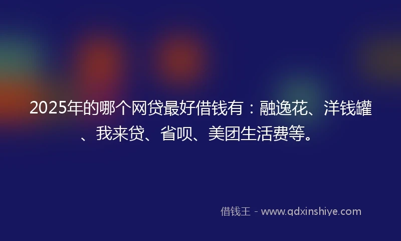 2025年的哪个网贷最好借钱有：融逸花、洋钱罐、我来贷、省呗、美团生活费等。