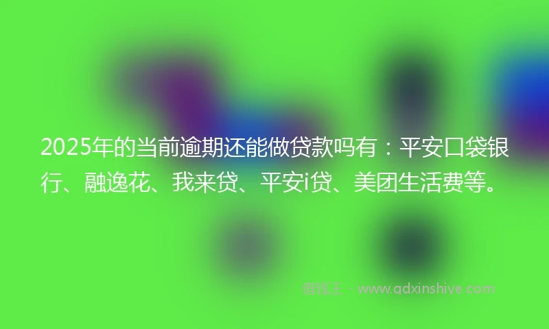 2025年的当前逾期还能做贷款吗有：平安口袋银行、融逸花、我来贷、平安i贷、美团生活费等。