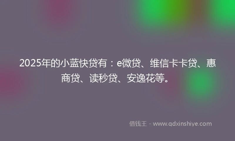 2025年的小蓝快贷有：e微贷、维信卡卡贷、惠商贷、读秒贷、安逸花等。