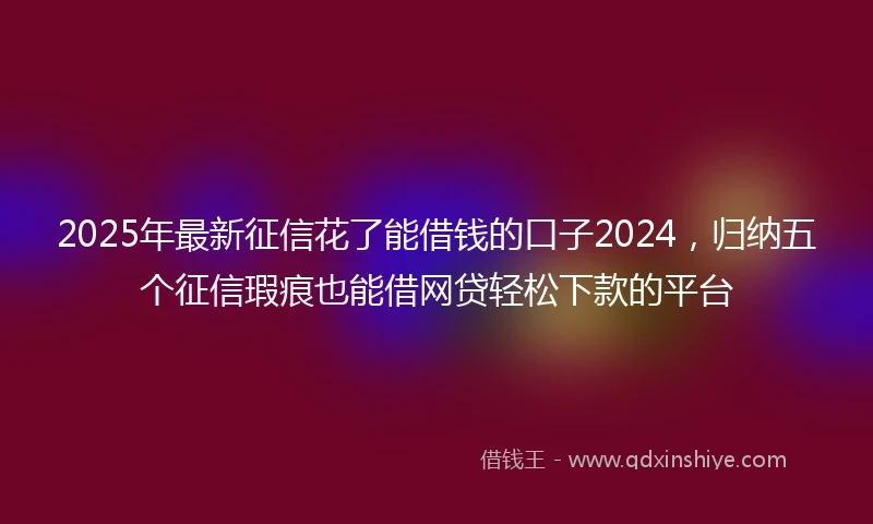 2025年最新征信花了能借钱的口子2024，归纳五个征信瑕疵也能借网贷轻松下款的平台