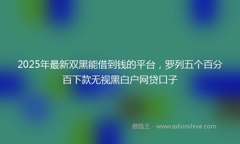 2025年最新双黑能借到钱的平台，罗列五个百分百下款无视黑白户网贷口子