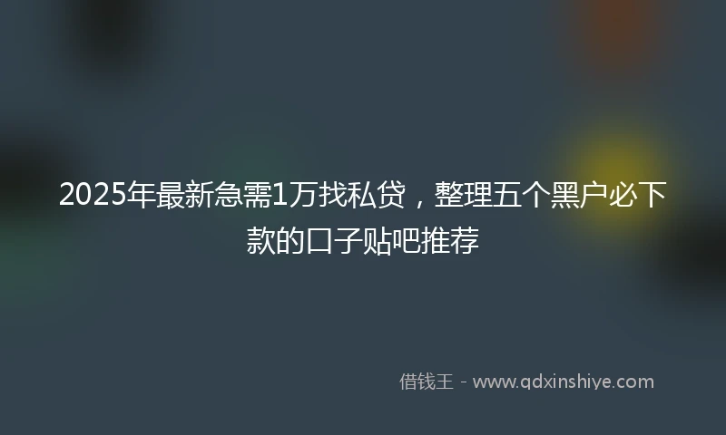 2025年最新急需1万找私贷，整理五个黑户必下款的口子贴吧推荐